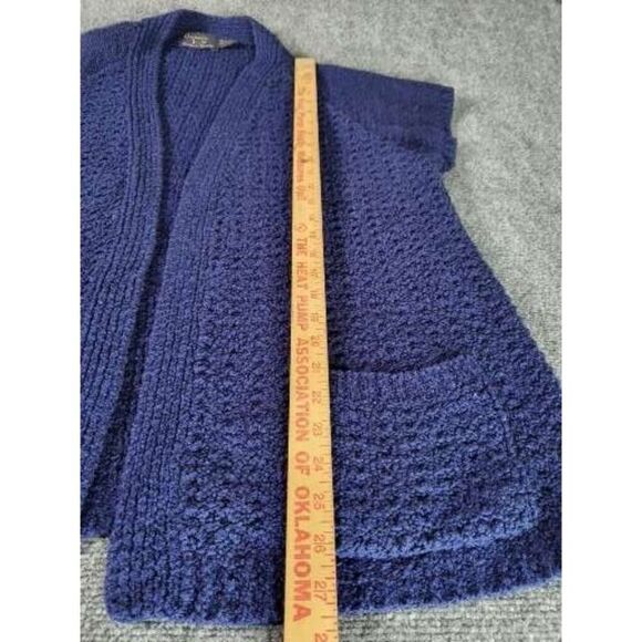 Vintage Bonnie Lee Leroy Cardigan Women Sz 48‎ Blue Cable Knit Pockets Workwear - Picture 2 of 7